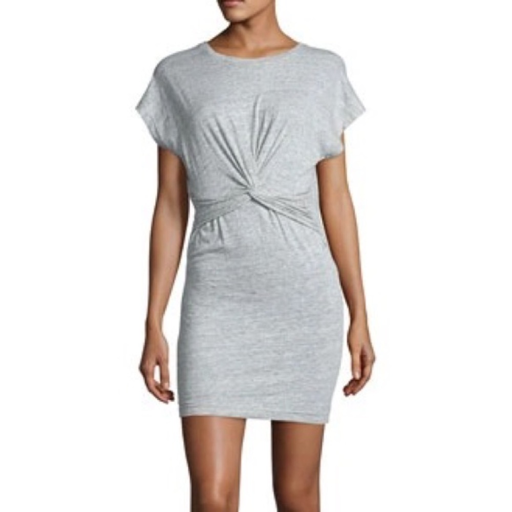 IRO Pier Stretch Jersey Twist-Front Mini Dress Light Gray